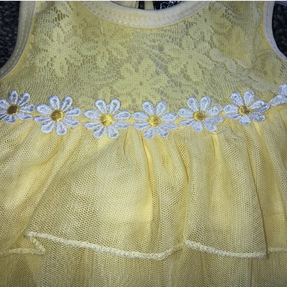 BabyGirl 2 Pc 0-3mo Outfit Yellow Daisies Dress & Bloomers New 🌼 - Picture 4 of 6
